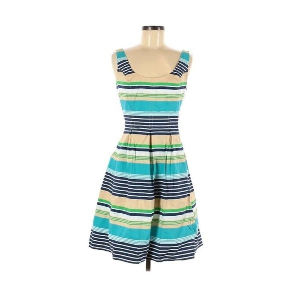 9 & Co Multicolor Striped Fit & Flare Dress